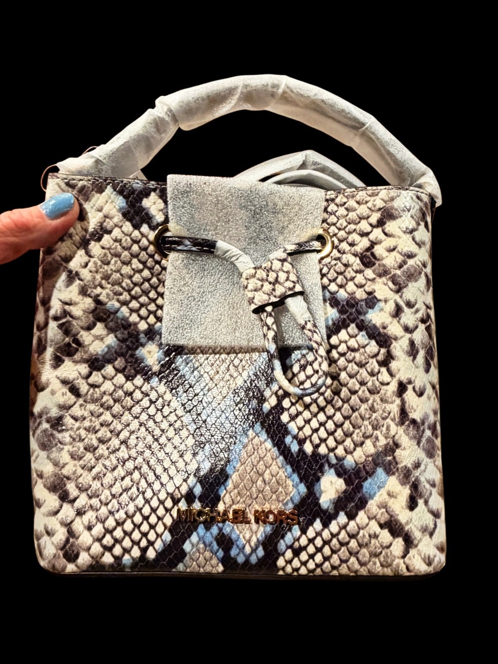Michael Kors Snake-Print Bucket Bag